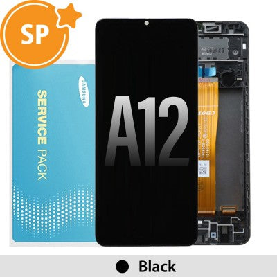 Tecguru_Samsung Galaxy A12 A125 LCD Screen Replacement Digitizer with Frame GH82-24491A / GH82-24490A (Service Pack)-Black Tecguru_Samsung Galaxy A12 A125 LCD Screen Replacement Digitizer with Frame GH82-24491A / GH82-24490A (Service Pack)-Black